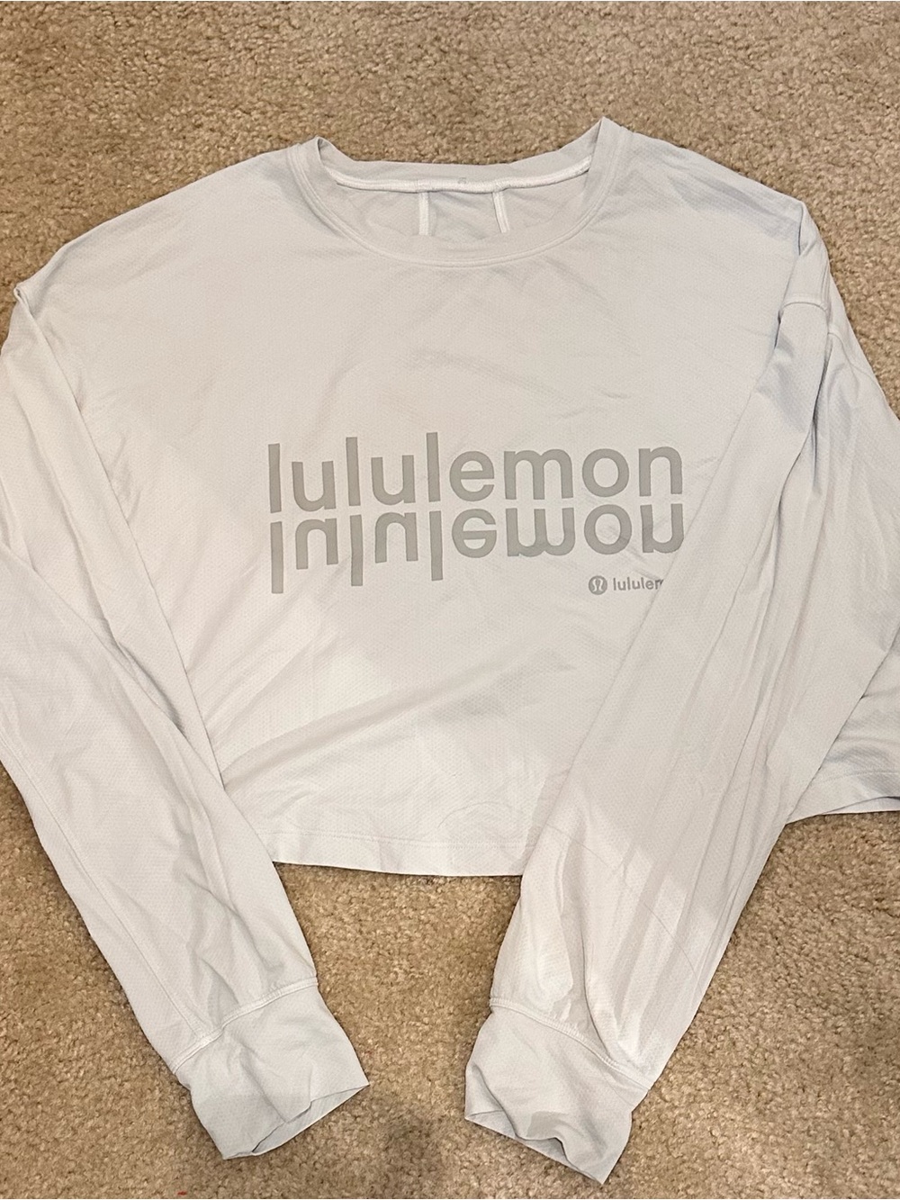 lululemon athletica White Long-Sleeve Crop Logo Top